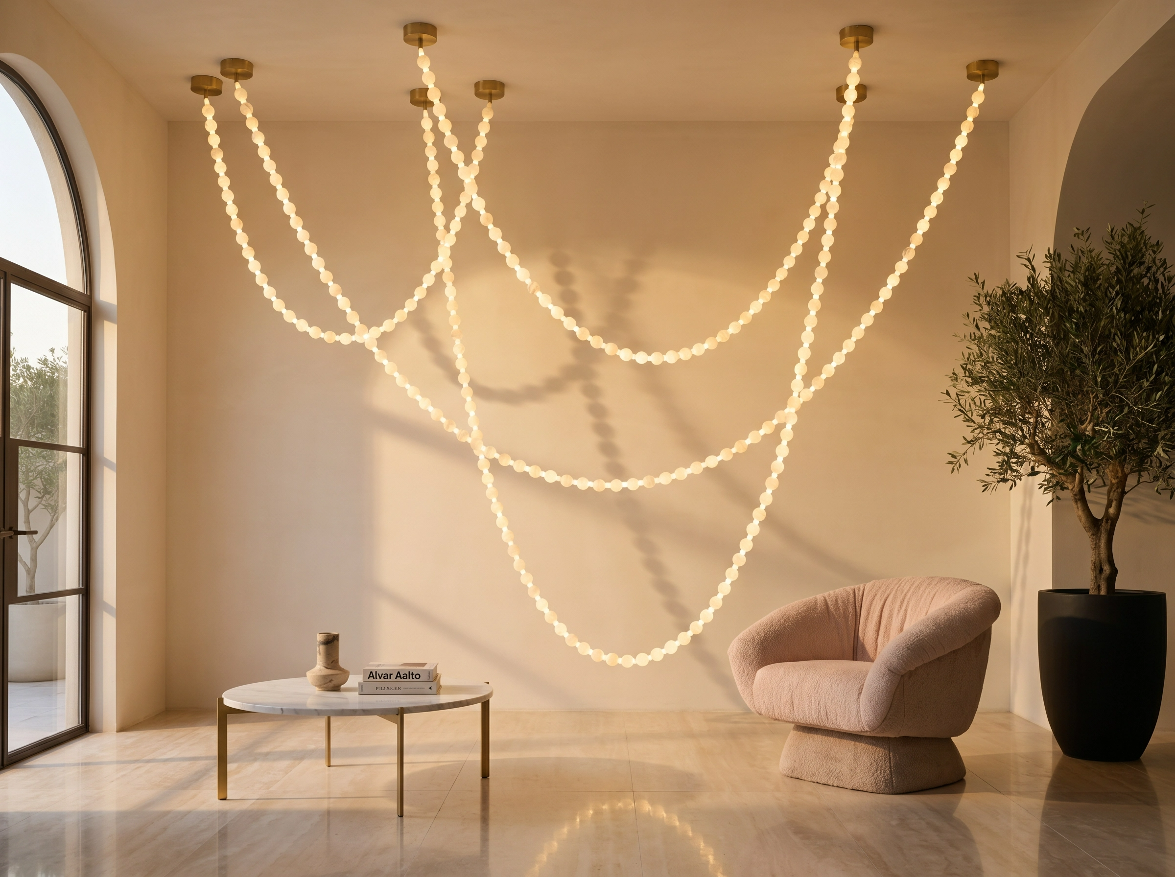 Alabaster Bead Multi-point Pendant Light