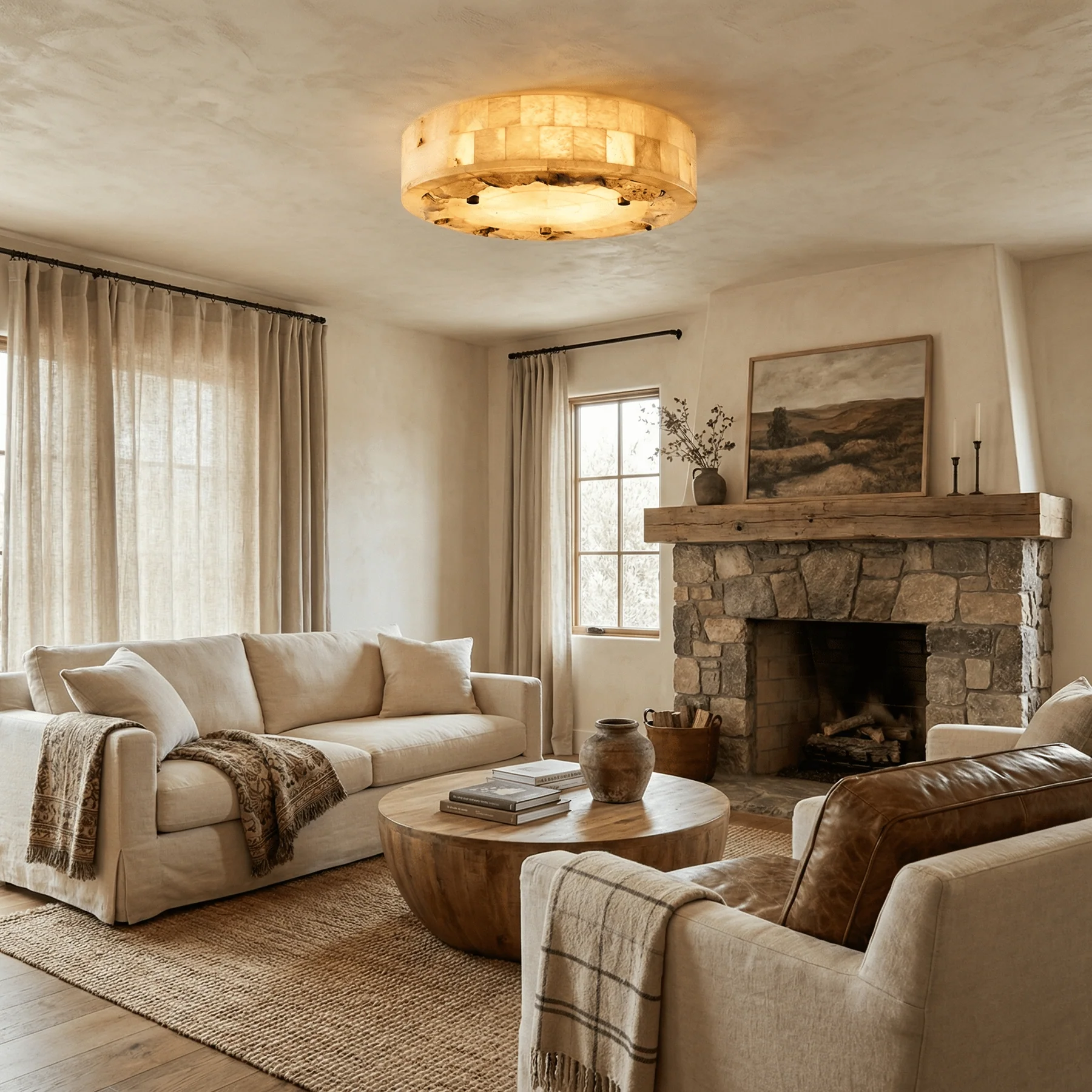 Sorian Alabaster Ceiling Light