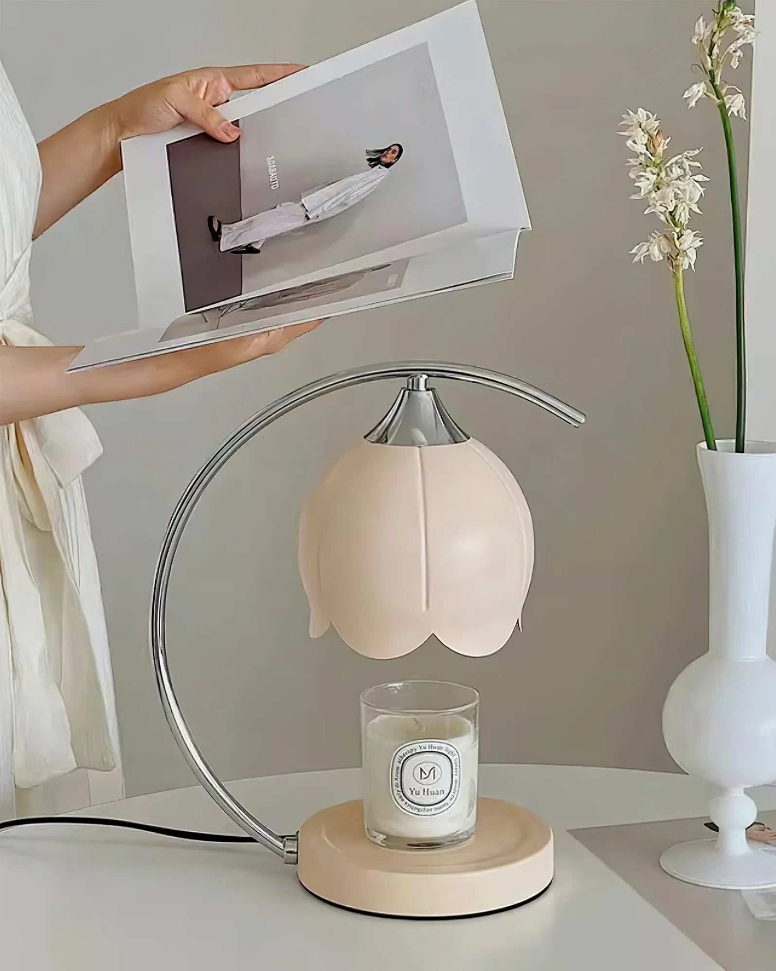 Floral Candle Table Lamp