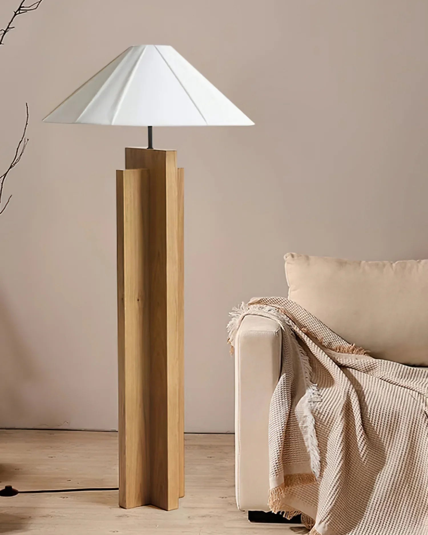 Meridian Crossbase Wood Floor Lamp