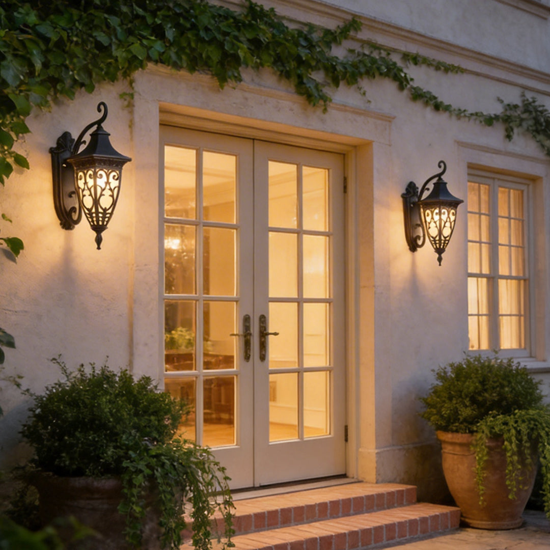 Wall Sconce Lantern Black Vintage Waterproof Metal Light