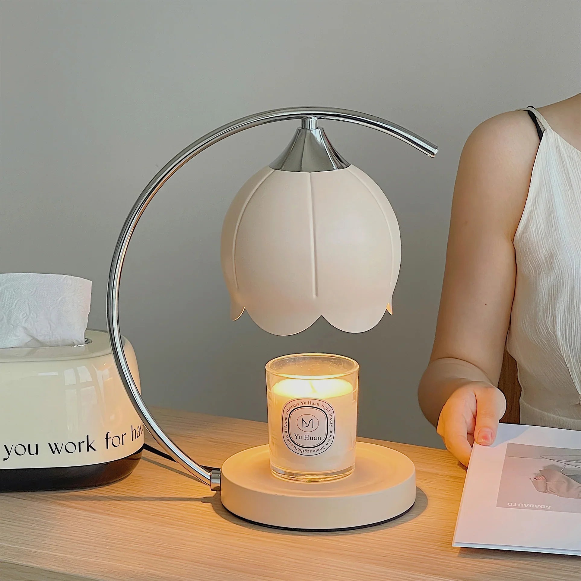 Floral Candle Table Lamp