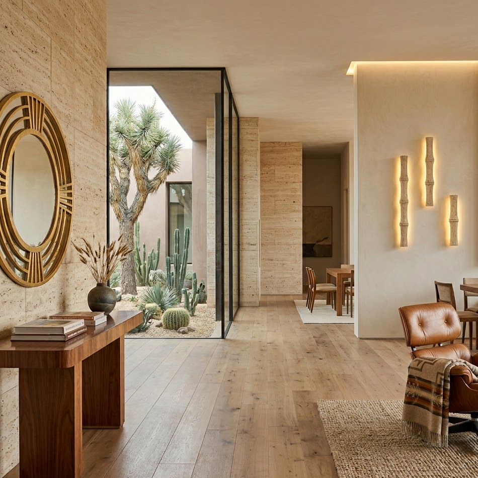 Bamboo Travertine Sconce
