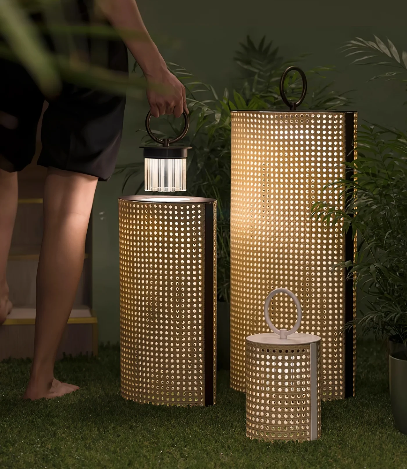 Outdoor Portable Rattan Solar Lamp