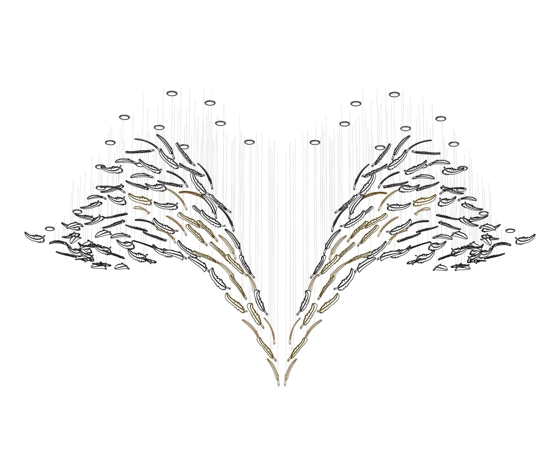Glass Feathers Flying Chandelier