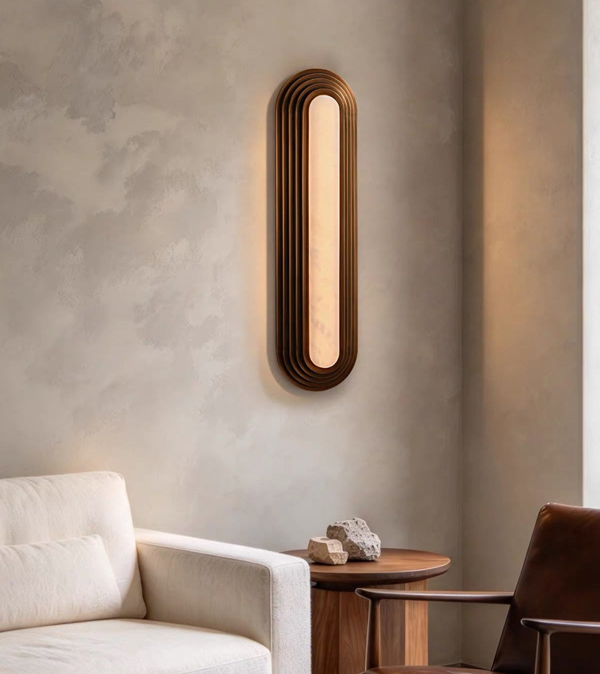 Strata Alabaster Bronze Wall Sconce