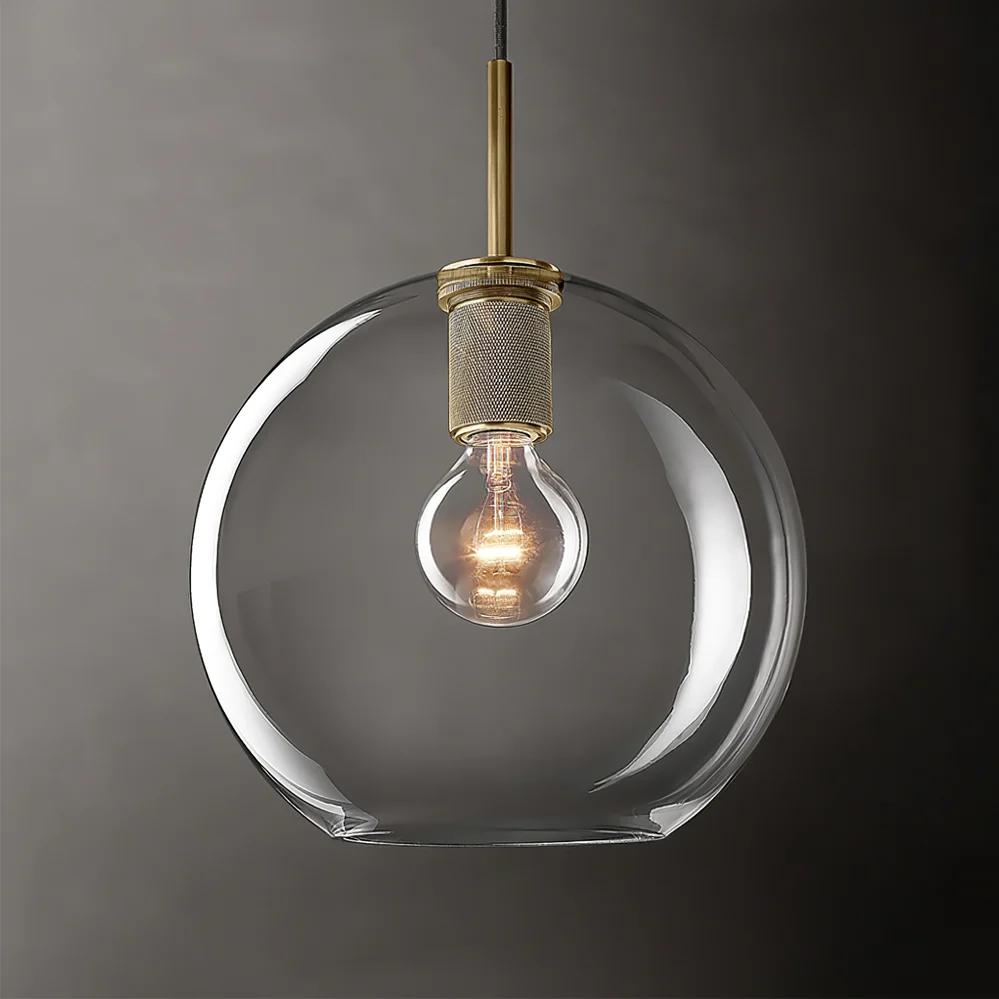 Brass & Clear Glass Pendant Light