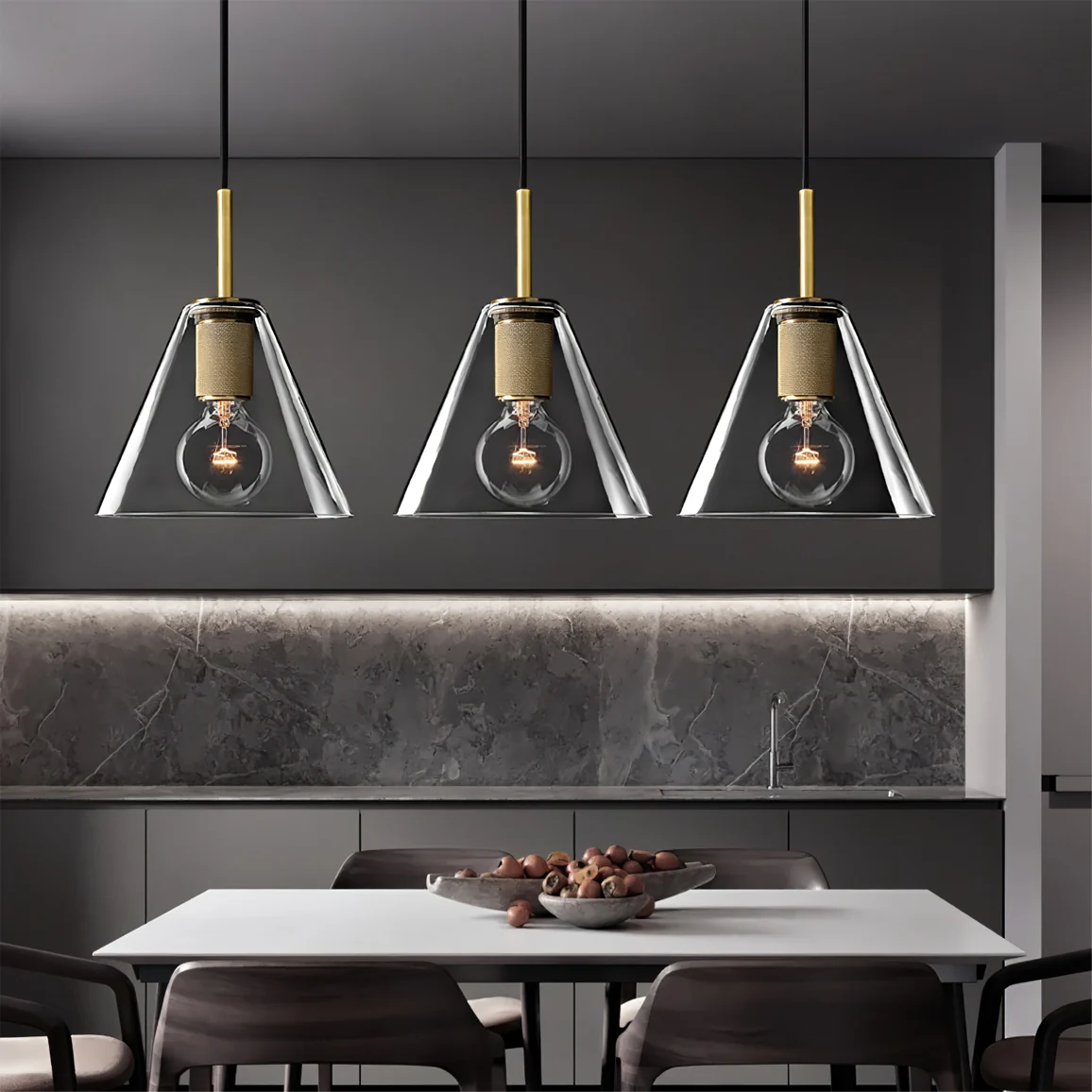 Brass & Clear Glass Pendant Light