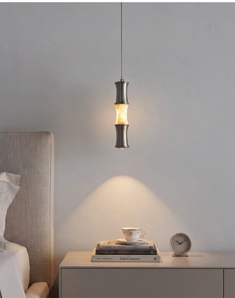 Tallo Alabaster Bamboo Pendant Light