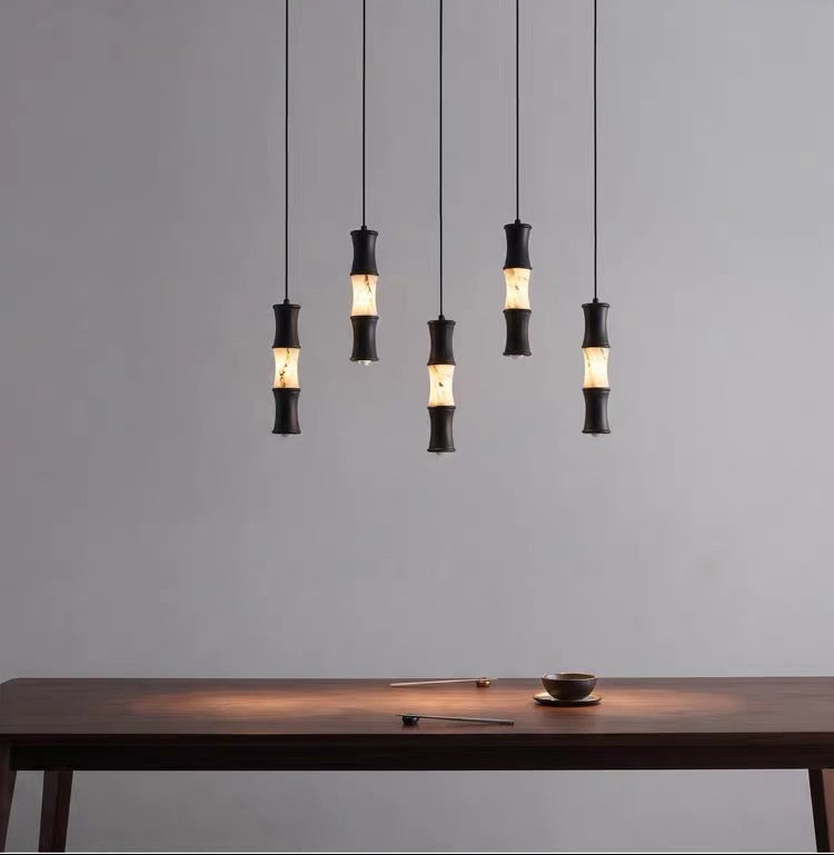Tallo Alabaster Bamboo Pendant Light